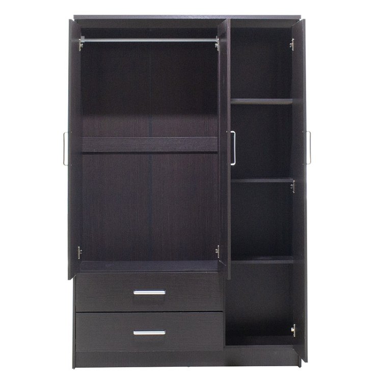 Ντουλάπα ρούχων τρίφυλλη OLYMPUS pakoworld χρώμα wenge 120x57x183εκ 123-000045