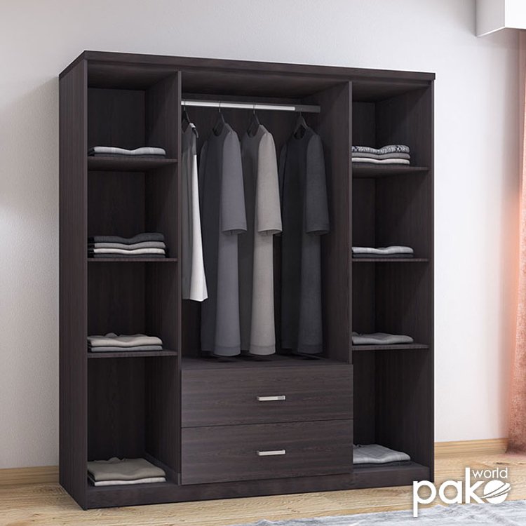 Ντουλάπα ρούχων τετράφυλλη OLYMPUS pakoworld χρώμα wenge 159x57x183εκ 123-000046