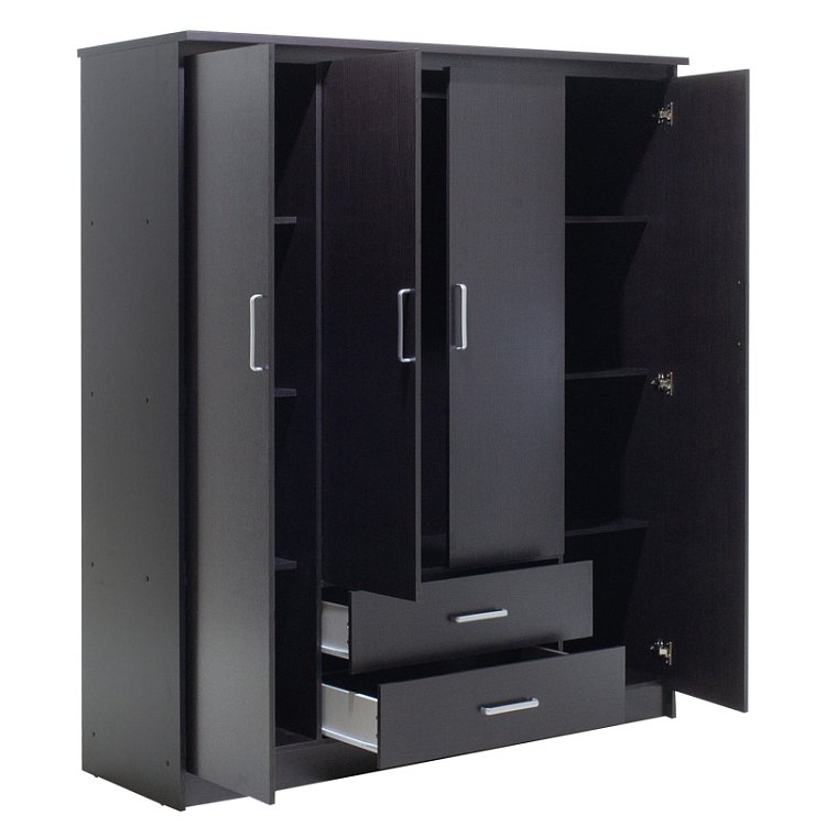 Ντουλάπα ρούχων τετράφυλλη OLYMPUS pakoworld χρώμα wenge 159x57x183εκ 123-000046