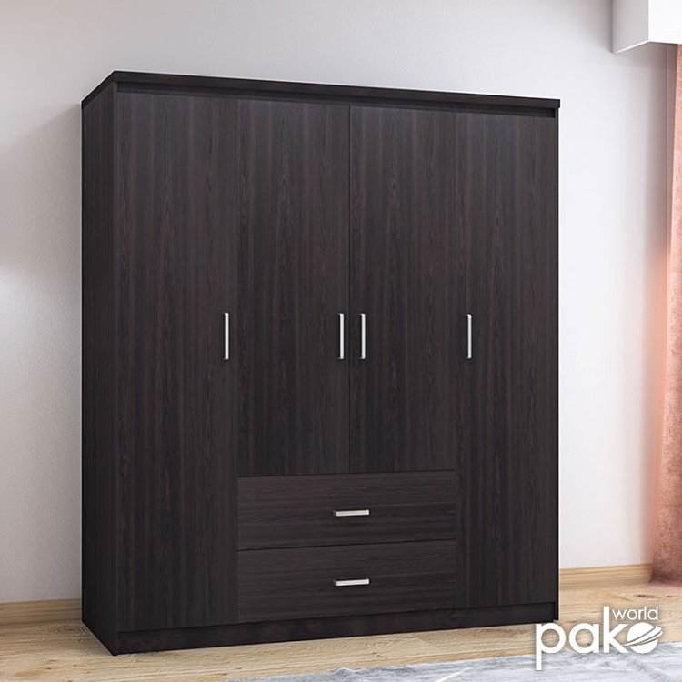 Ντουλάπα ρούχων τετράφυλλη OLYMPUS pakoworld χρώμα wenge 159x57x183εκ 123-000046