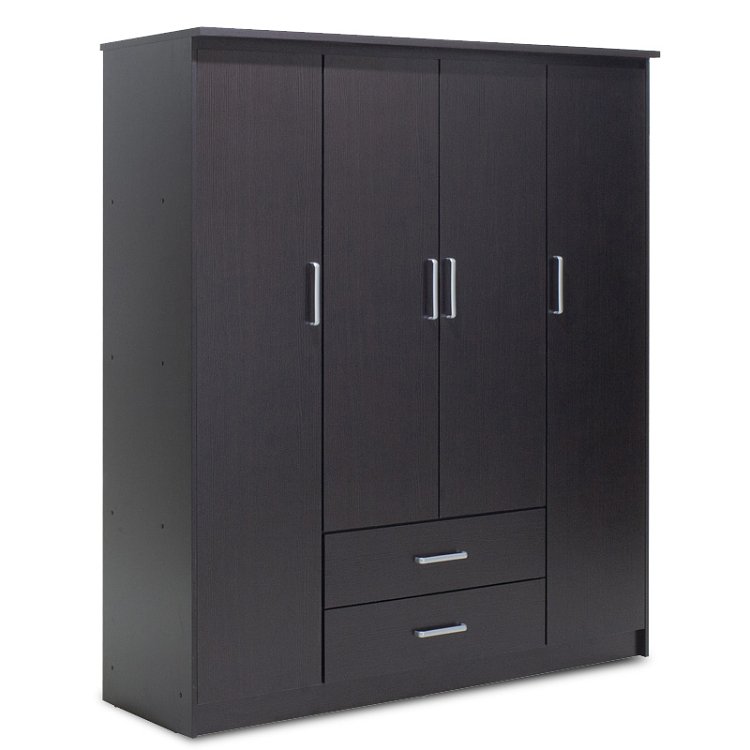 Ντουλάπα ρούχων τετράφυλλη OLYMPUS pakoworld χρώμα wenge 159x57x183εκ 123-000046