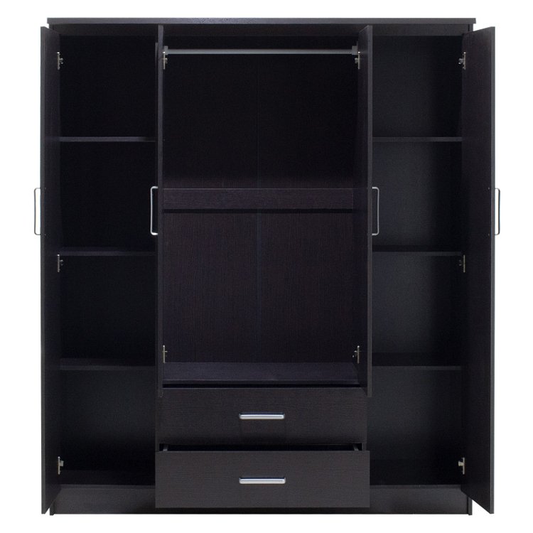 Ντουλάπα ρούχων τετράφυλλη OLYMPUS pakoworld χρώμα wenge 159x57x183εκ 123-000046