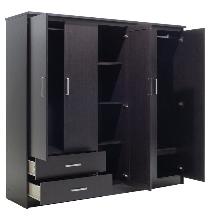 Ντουλάπα ρούχων πεντάφυλλη OLYMPUS pakoworld χρώμα wenge 198x57x183εκ 123-000047