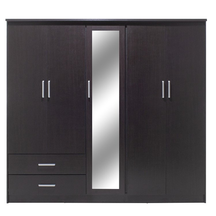 Ντουλάπα ρούχων πεντάφυλλη OLYMPUS pakoworld χρώμα wenge 198x57x183εκ 123-000047