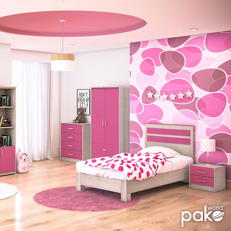 Κρεβάτι παιδικό Looney pakoworld σε χρώμα castillo-ροζ 100x200εκ 123-000077