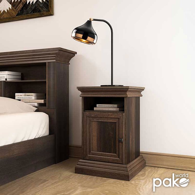 Κομοδίνο Mozart pakoworld χρώμα καρυδί 40x40x61εκ 123-000123