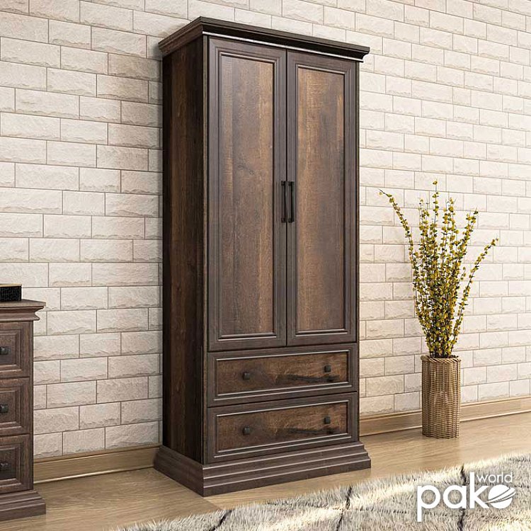 Ντουλάπα ρούχων δίφυλλη Mozart pakoworld χρώμα καρυδί 83x52x202,5εκ 123-000133