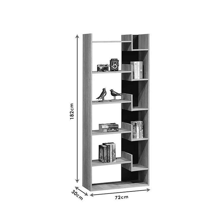 Βιβλιοθήκη Naya pakoworld sonoma-ανθρακί 72x30x182.5εκ 123-000153