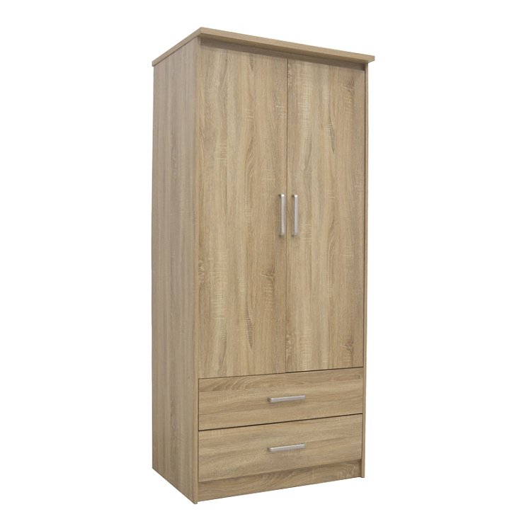 Ντουλάπα ρούχων δίφυλλη OLYMPUS pakoworld σε sonoma απόχρωση 81x57x183εκ 123-000226