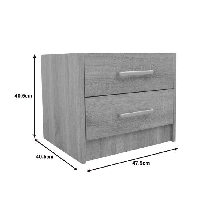 Κομοδίνο OLYMPUS pakoworld με 2 συρτάρια σε sonoma απόχρωση 47.5x40.5x40.5εκ 123-000229