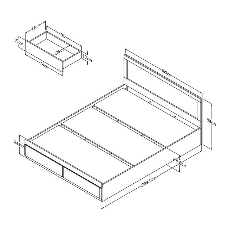 Κρεβάτι Olympus pakoworld με συρτάρι σε sonoma απόχρωση 160x200εκ 123-000248