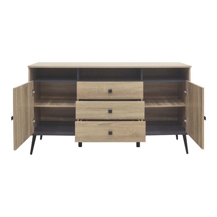 Μπουφές Zezan pakoworld σε sonoma-ανθρακί απόχρωση 140.5x41.5x80εκ 123-000259