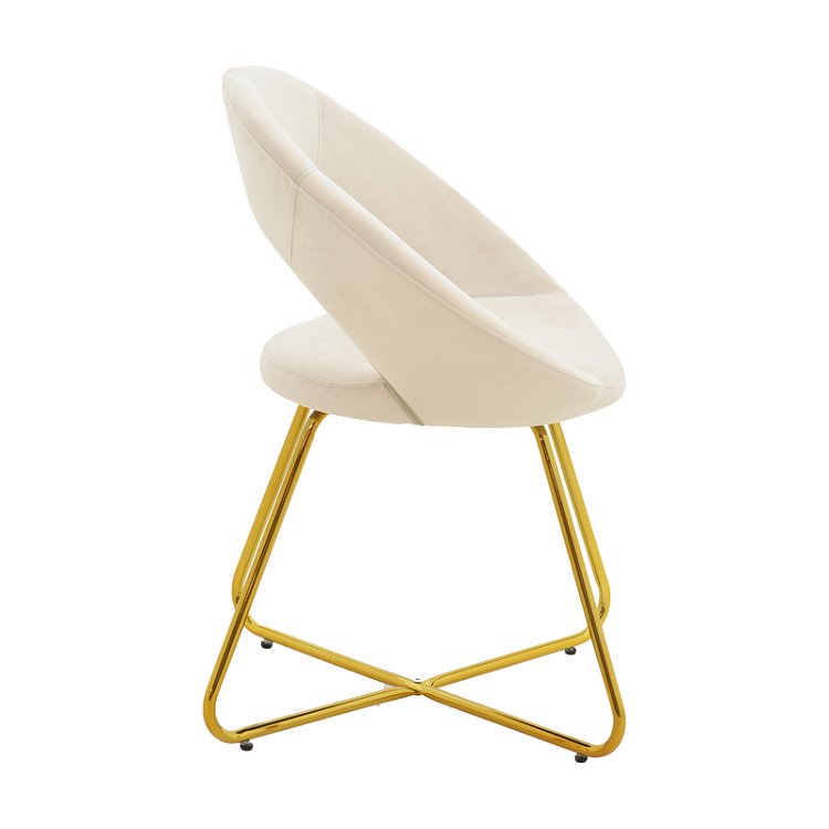 Καρέκλα Valentina pakoworld μπεζ βελούδο-χρυσό πόδι 65x60x82εκ 2τμχ 127-000168