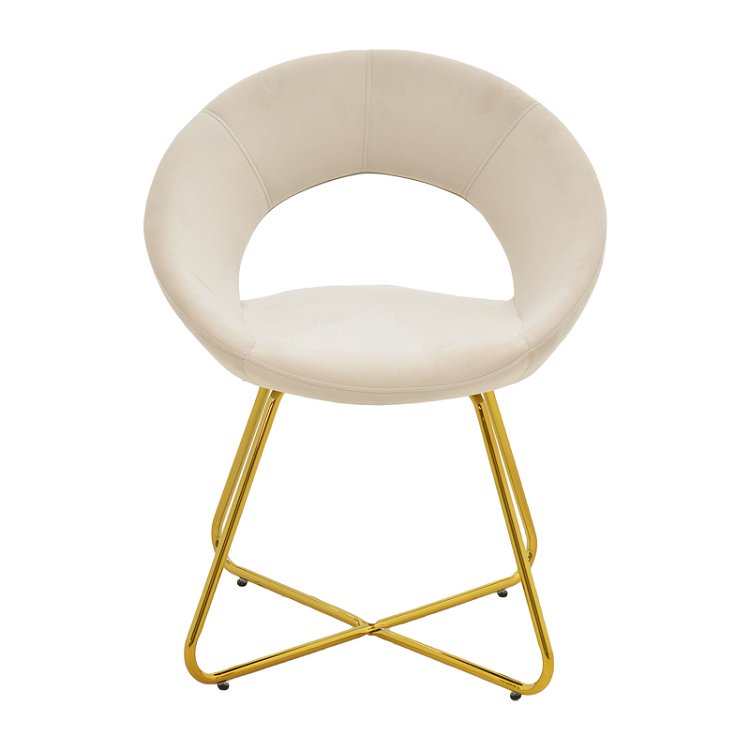 Καρέκλα Valentina pakoworld μπεζ βελούδο-χρυσό πόδι 65x60x82εκ 2τμχ 127-000168