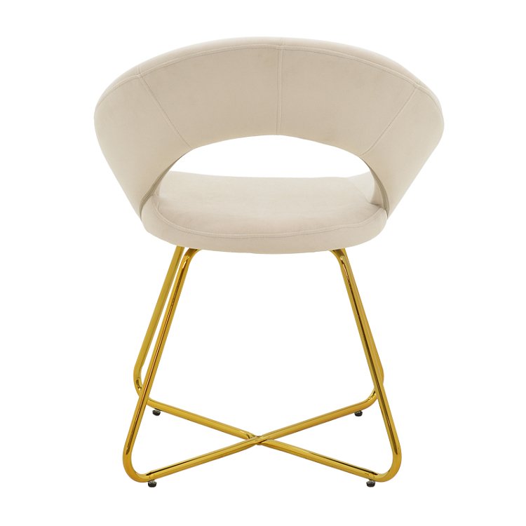 Καρέκλα Valentina pakoworld μπεζ βελούδο-χρυσό πόδι 65x60x82εκ 2τμχ 127-000168