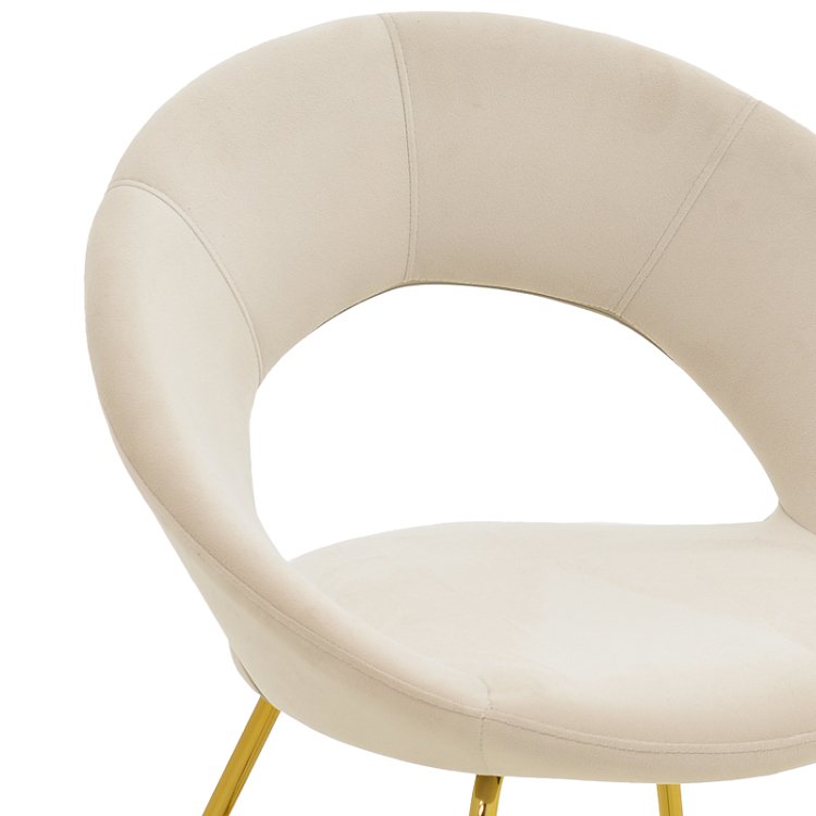 Καρέκλα Valentina pakoworld μπεζ βελούδο-χρυσό πόδι 65x60x82εκ 2τμχ 127-000168