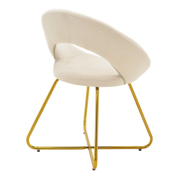 Καρέκλα Valentina pakoworld μπεζ βελούδο-χρυσό πόδι 65x60x82εκ 2τμχ 127-000168