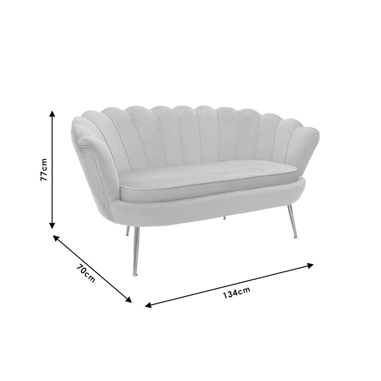 Καναπές 2θέσιος Daimon pakoworld βελούδο γκρι 134x70x77εκ 128-000005