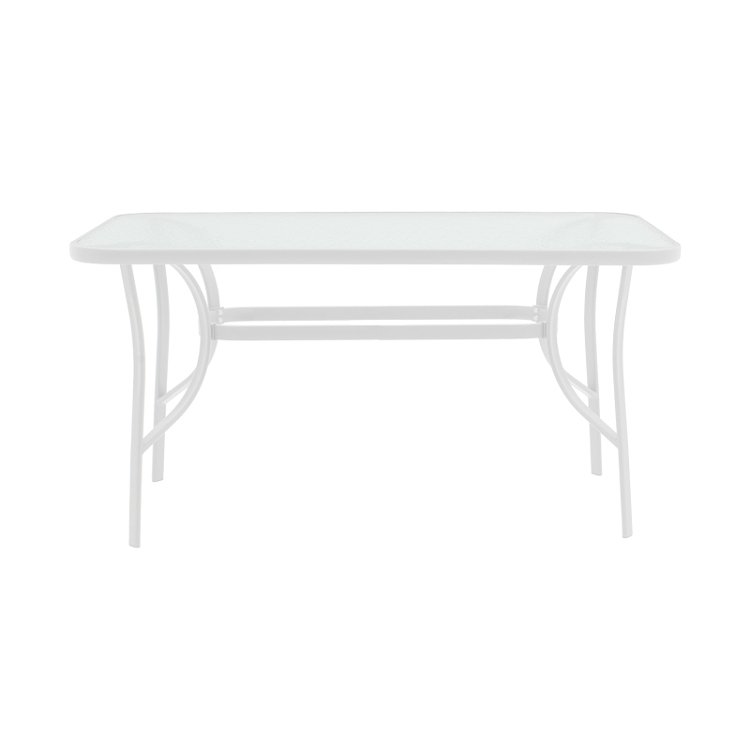 Τραπέζι Ensure pakoworld μέταλλο λευκό-γυαλί 120x70x70εκ 130-000015