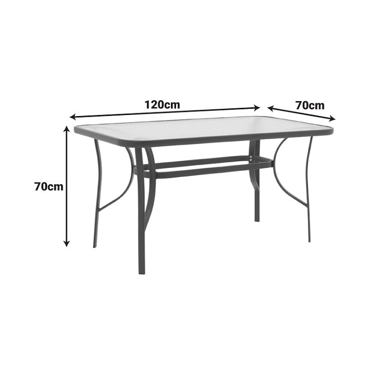 Τραπέζι Ensure pakoworld μέταλλο λευκό-γυαλί 120x70x70εκ 130-000015