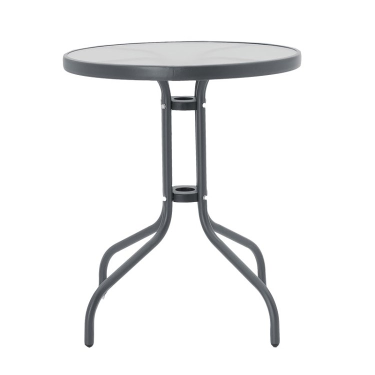 Τραπέζι Watson pakoworld μέταλλο ανθρακί-γυαλί Φ60x70εκ 130-000030