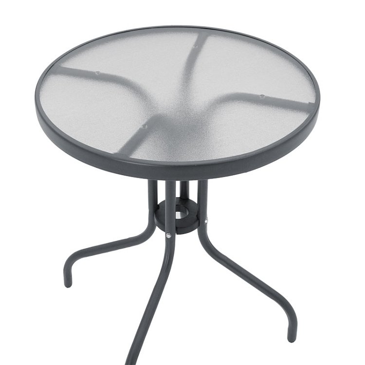 Τραπέζι Watson pakoworld μέταλλο ανθρακί-γυαλί Φ60x70εκ 130-000030