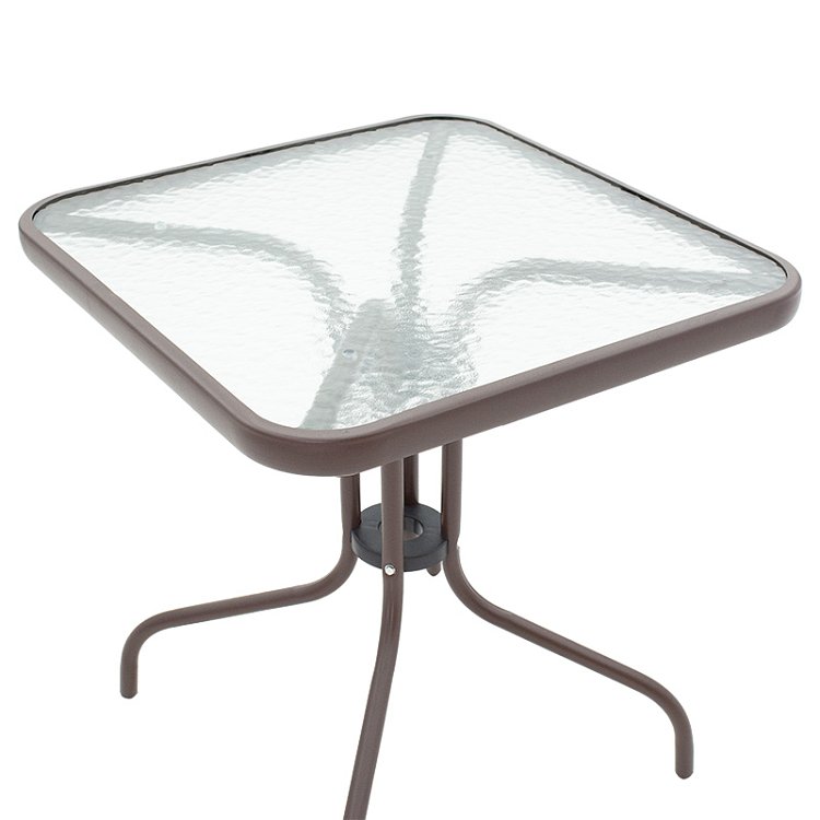 Τραπέζι Watson pakoworld μέταλλο καφέ-γυαλί 70x70x70εκ 130-000032