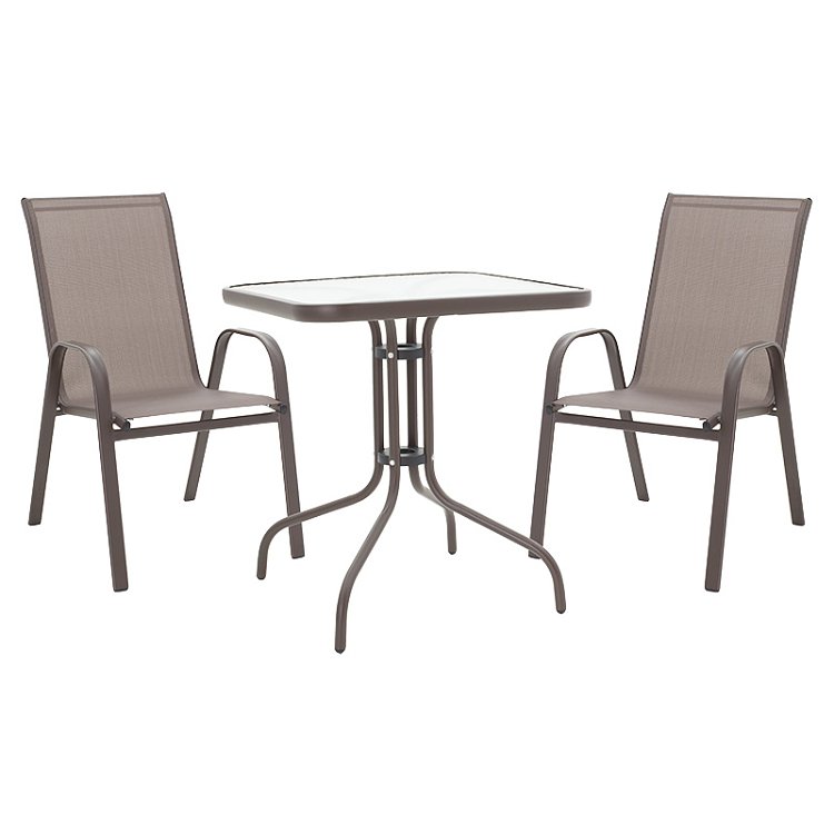 Τραπεζαρία Watson-Calan σετ 3τεμ pakoworld μέταλλο-textilene καφέ 70x70x70εκ 130-000046