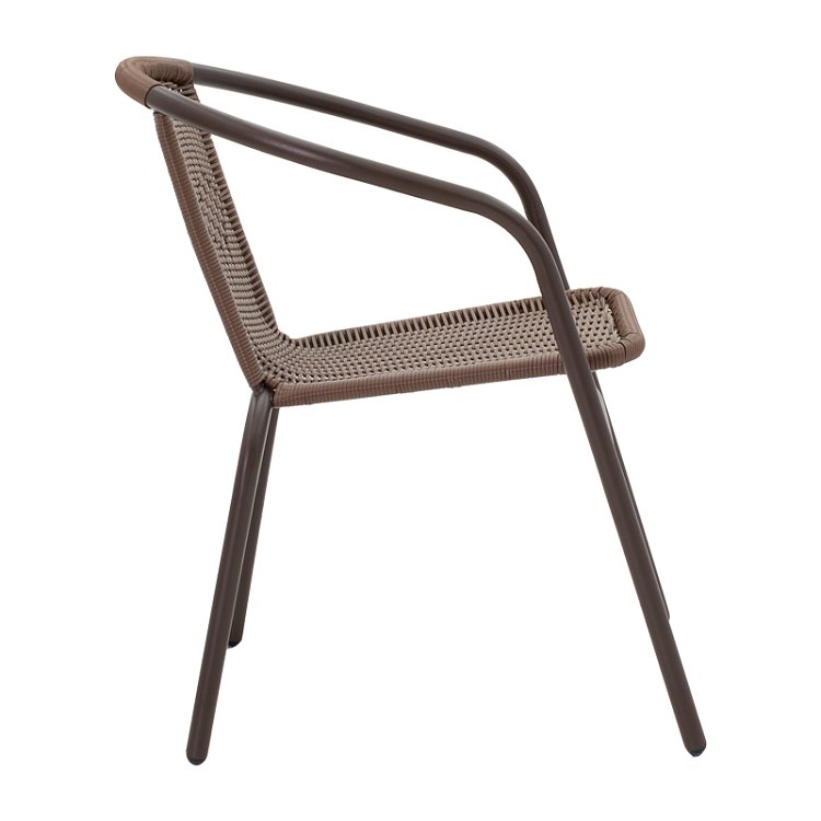 Tραπεζαρία Obbi-Watson pakoworld σετ 3τεμ καφέ μέταλλο-pe rattan 60x60x70εκ 130-000085