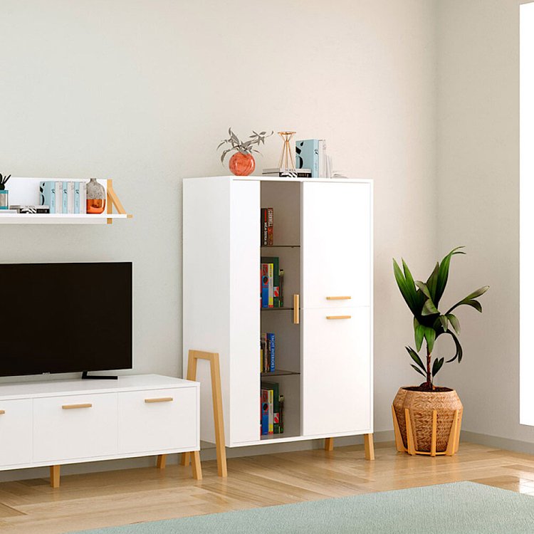 Βιτρίνα Belle Λευκό 102.5x41x152.5cm TO-BELLE1W2DWHITE