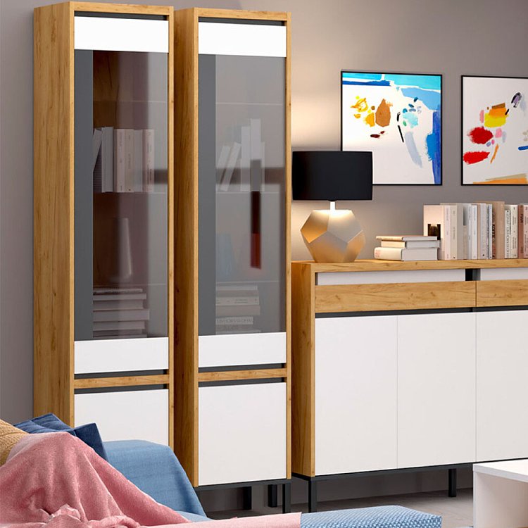 Βιτρίνα Palmor Χρυσό Δρυς-Λευκό 40x40x200cm TO-PALMOR1D1W