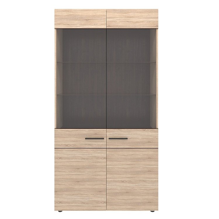 Βιτρίνα Δίφυλλη Solo 100x41x197cm Sonoma με Wenge και MDF Καμπυλωτό τελείωμα στις πόρτες TO-SOLO2W