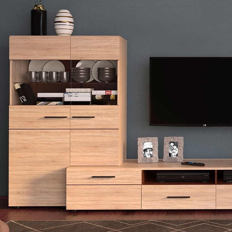 Κρεμαστή Βιτρίνα Δίφυλλη Solo αριστερή 2W 90x41x136 Sonoma Wenge TO-SOLOTV2WL