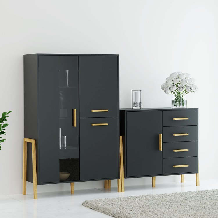 Βιτρίνα Belle Ανθρακί 102.5x41x152.5cm TO-BELLE1W2DANTHRACITE