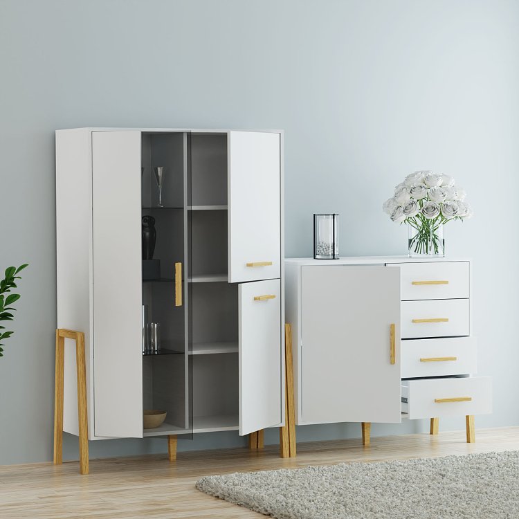 Βιτρίνα Belle Λευκό 102.5x41x152.5cm TO-BELLE1W2DWHITE