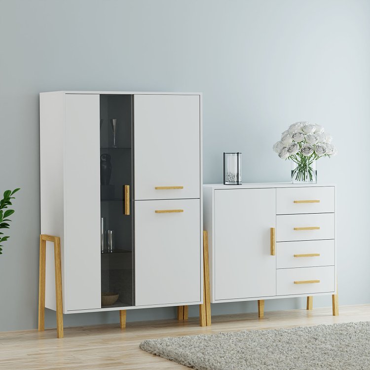 Βιτρίνα Belle Λευκό 102.5x41x152.5cm TO-BELLE1W2DWHITE