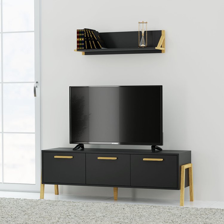 Έπιπλο Τηλεόρασης Belle Ανθρακί 149.5x41x49cm TO-BELLETV3KANTHRACITE