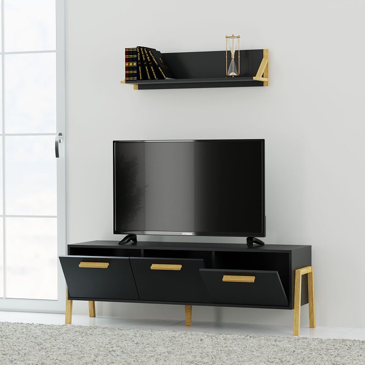 Έπιπλο Τηλεόρασης Belle Ανθρακί 149.5x41x49cm TO-BELLETV3KANTHRACITE