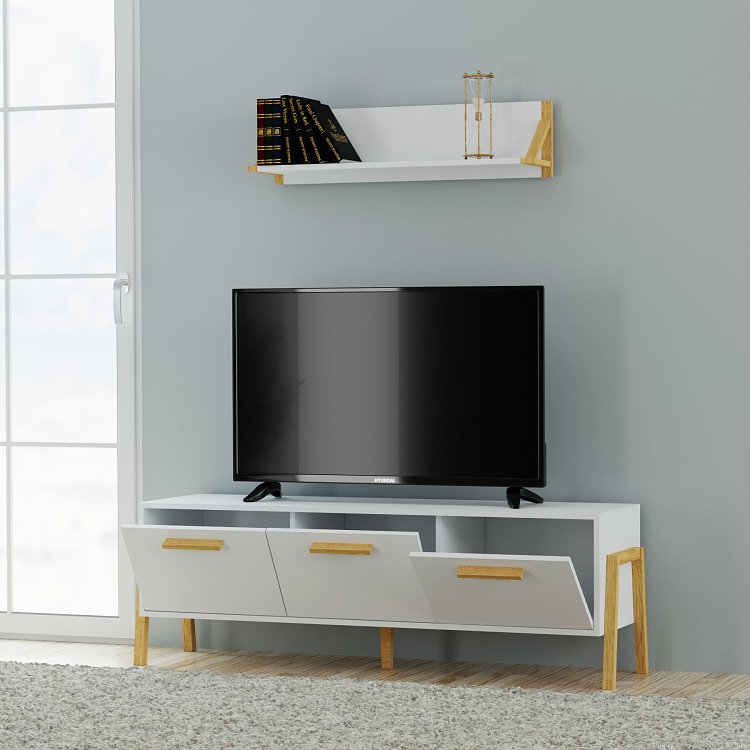 Έπιπλο Τηλεόρασης Belle Λευκό 149.5x41x49cm TO-BELLETV3KWHITE