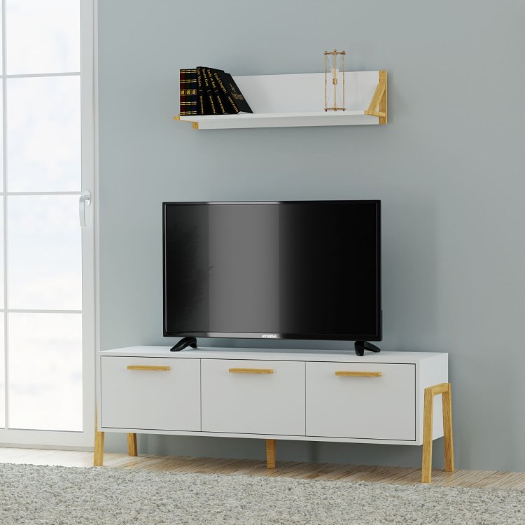 Έπιπλο Τηλεόρασης Belle Λευκό 149.5x41x49cm TO-BELLETV3KWHITE