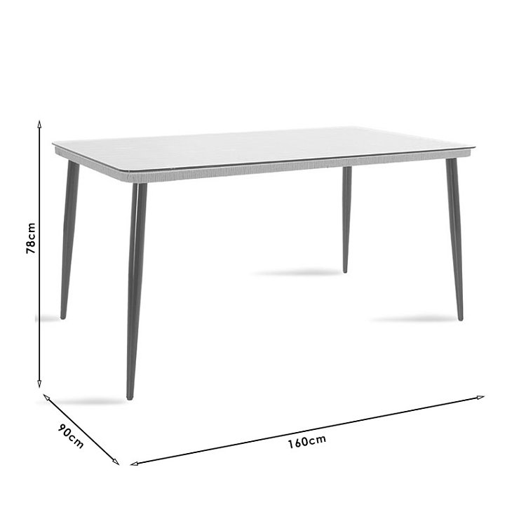 Τραπέζι Naoki pakoworld μέταλλο μαύρο-pe φυσικό-γυαλί 160x90x78εκ 140-000003