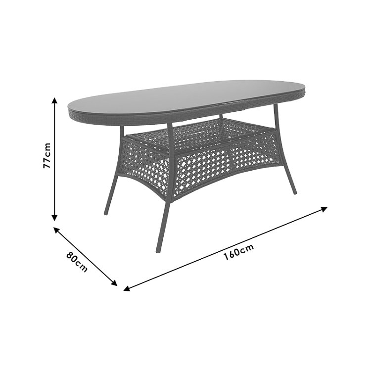 Τραπέζι Cellin pakoworld μέταλλο-pe rattan καφέ 160x80x77εκ 140-000037