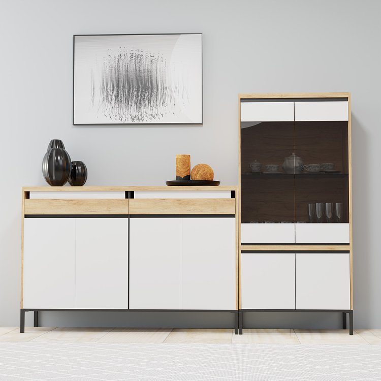 Βιτρίνα Palmor Χρυσό Δρυς-Λευκό 77x40x164cm TO-PALMOR2D2W