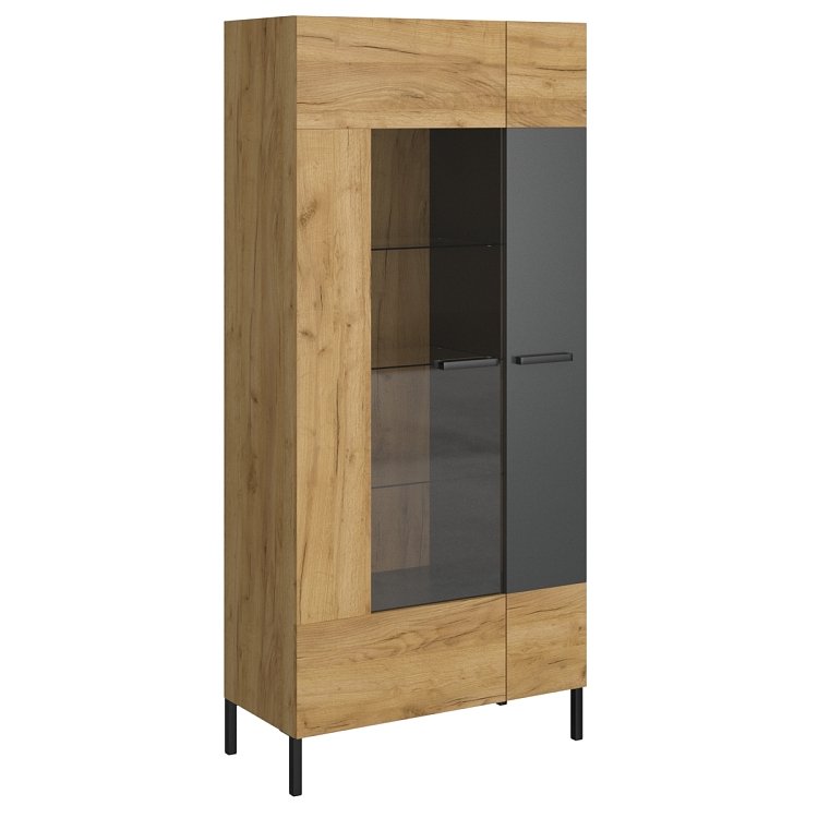 Βιτρίνα Santes Χρυσό Δρυς-Γραφίτης 90x42x197.5cm TO-SANTES1W1DHIGH