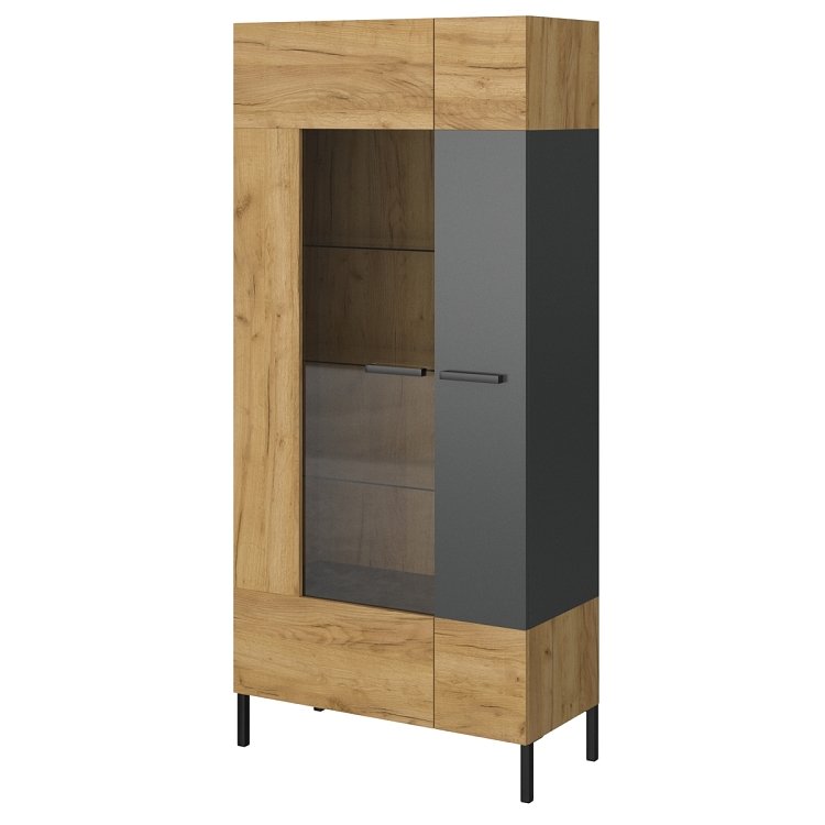 Βιτρίνα Santes Χρυσό Δρυς-Γραφίτης 90x42x197.5cm TO-SANTES1W1DHIGH