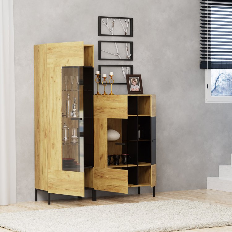Βιτρίνα Santes Χρυσό Δρυς 64.2x42x197.5cm TO-SANTES1WHIGH