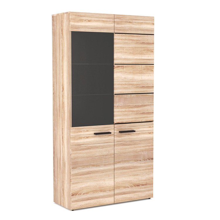 Βιτρίνα Solo Δίφυλλη 90x41x197cm με τζάμι Sonoma με Wenge TO-SOLO1W1D