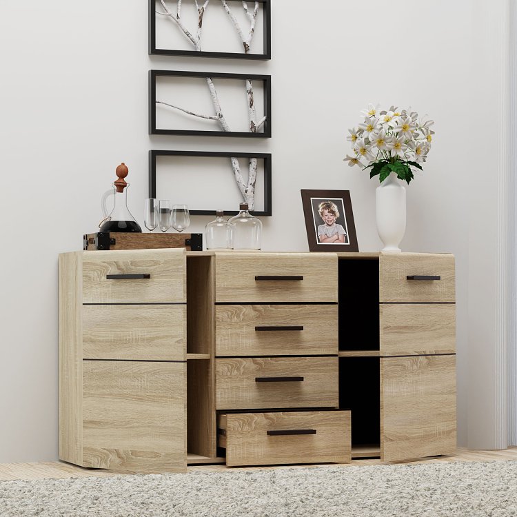 Μπουφές Solo 150x41x82cm Sonoma με Wenge και MDF Καμπυλωτό τελείωμα στις πόρτες. TO-SOLO2D4S