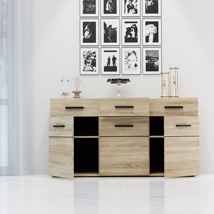 Μπουφές Solo 150x41x82cm Sonoma με Wenge και MDF Καμπυλωτό τελείωμα στις πόρτες TO-SOLO3D3S