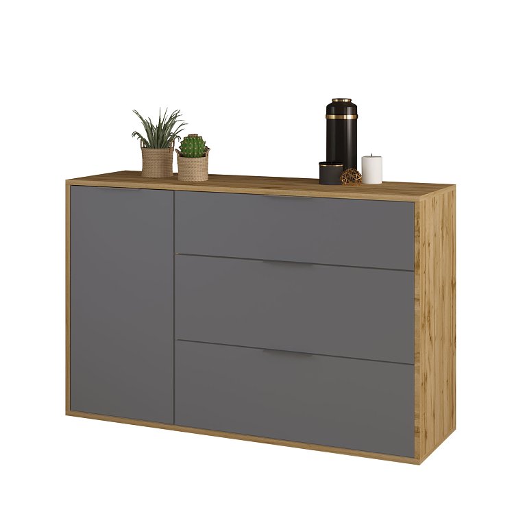 Μπουφές NITRO Γκρί Γραφίτη με Βελανιδιά 120x40x80εκ SO-NITRO1D3DRGR